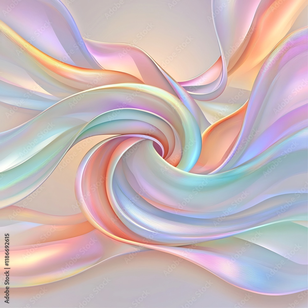 Poster mesmerizing swirling iridescent metallic forms in a captivating prismatic spectrum of colors creatin