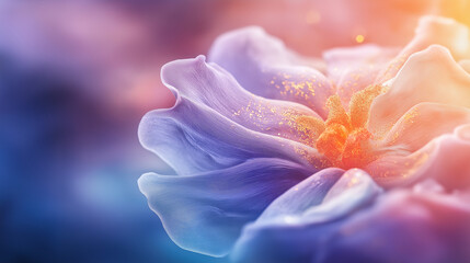 Obraz premium Dreamy close-up of a pastel flower with golden accents.