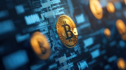 Dynamic visual representation highlights Bitcoin transactions in a digital network, illustrating blockchain technology and cryptocurrencies beauty.