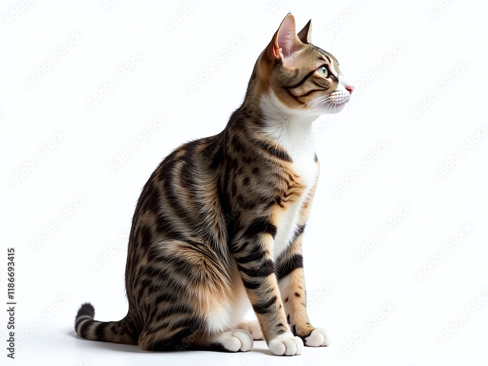 Poster designed isolated cat sitting profile with white background and transparent png image for profession