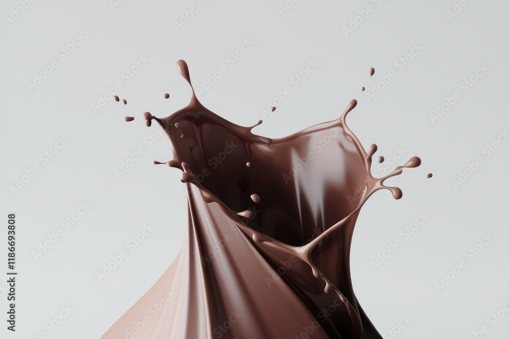 Poster a dramatic splash of rich, dark chocolate creates a mesmerizing visual of fluidity and texture.