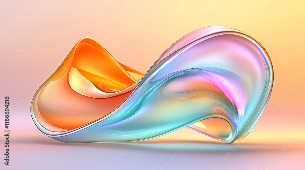 Aufkleber swirling wavy iridescent shapes in jewel tones create a fluid hypnotic visual pattern with prismatic