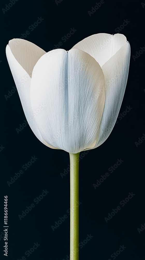 Poster a graceful x ray of a single lily with its long curved petals illuminated in intricate detail on a m