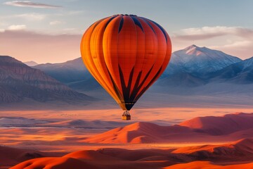 Obraz premium A tranquil scene of a hot air balloon floating over the colorful valleys of the Utah desert