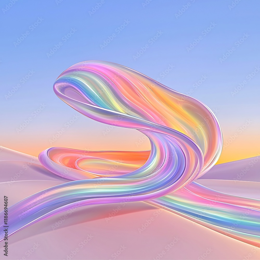 Poster mesmerizing swirling iridescent abstract background with fluid dynamic movement and serene radiance 