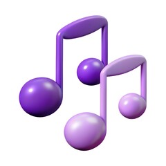 3d Note, music symbol icon on white background