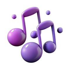 3d Note, music symbol icon on white background