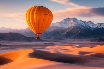 Fototapeta premium A tranquil scene of a hot air balloon floating over the colorful valleys of the Utah desert