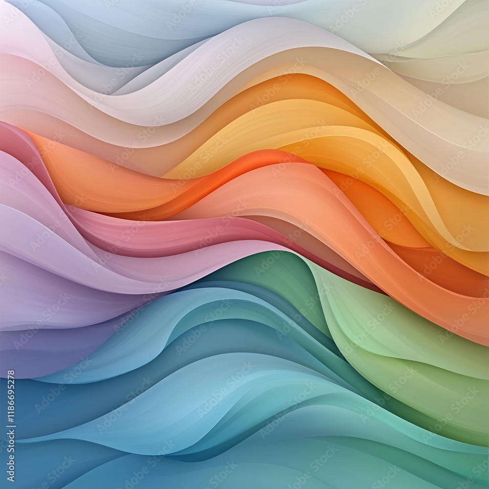 Poster shimmering iridescent waves an ethereal abstract background design in jewel toned hues undulating fo