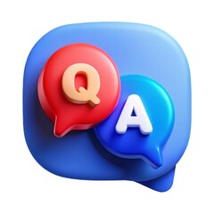 3d Speech bubble with q and a letters 