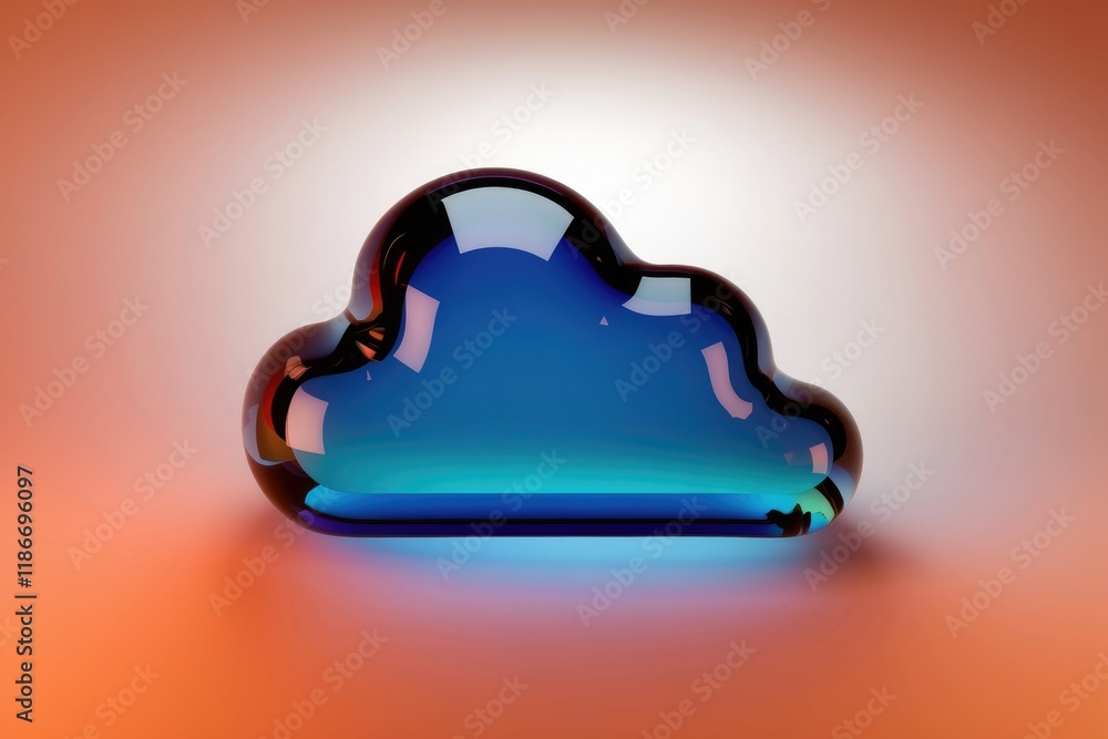 Aufkleber A 3D rendered glass cloud, symbolizing cloud computing and data storage.