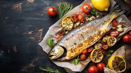 Baked Trout with vegetables