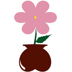 Pink flowers in a round-bottom vase