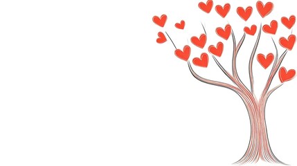Obraz premium Whimsical White Tree with Red Hearts for Valentines Day Celebration