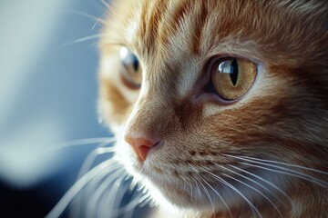 A close-up shot of a cat's face with a blurred background