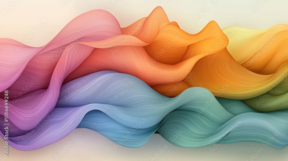 Poster iridescent waves of warm color in ethereal modernist abstract design captivating prismatic effects s