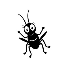 Cricket cartoon vector silhouette