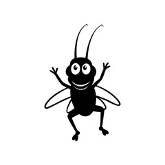Cricket cartoon vector silhouette
