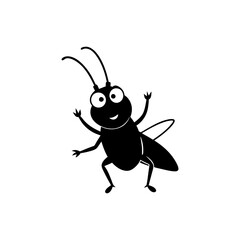 Cricket cartoon vector silhouette