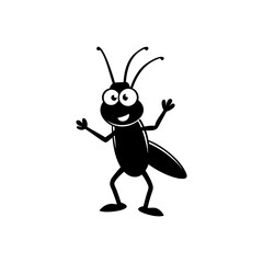 Cricket cartoon vector silhouette