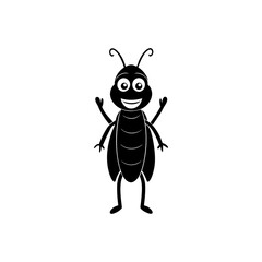 Cricket cartoon vector silhouette