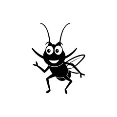 Cricket cartoon vector silhouette
