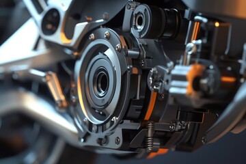 Fototapeta premium High-quality image of a motorcycle engine from a close-up perspective