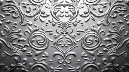 Obraz premium Elegant Grey Damask Pattern in Photorealistic High Resolution Detail