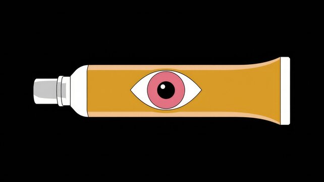 A tube of eye cream or ointment with a large eye graphic on the label.