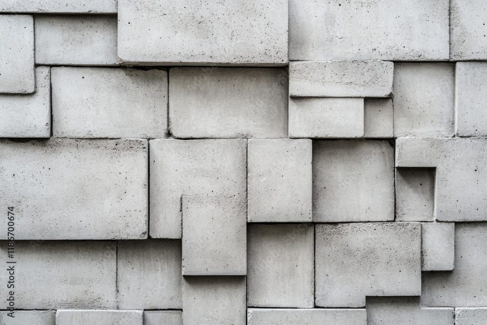 Poster a close-up view of a wall made of concrete blocks, showing the texture and structure