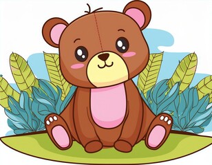 Fototapeta premium Cute baby bear cartoon. Generated image