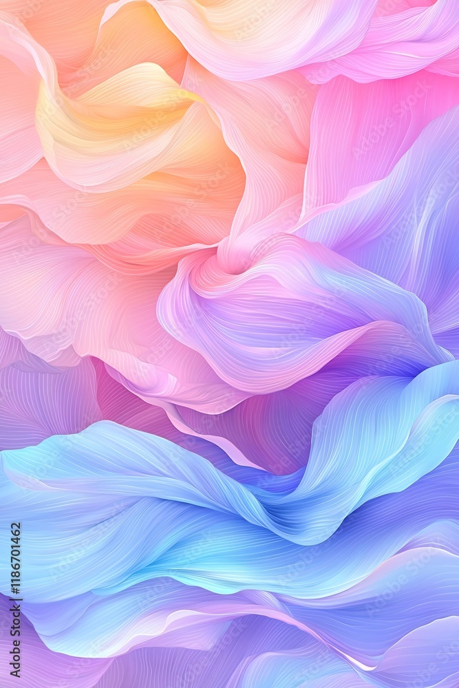 Aufkleber sweeping wavy iridescent shapes in mesmerizing pastel tones futuristic digital abstract background d