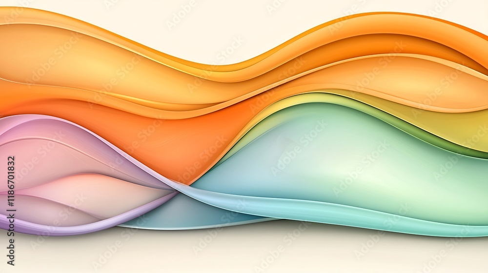 Poster mesmerizing iridescent waves abstract landscape of flowing prismatic shapes in earthy tones dynamic 