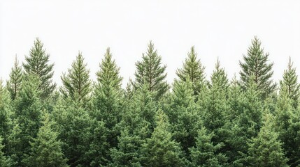 Obraz premium Evergreen trees against white background for nature, outdoors design use.