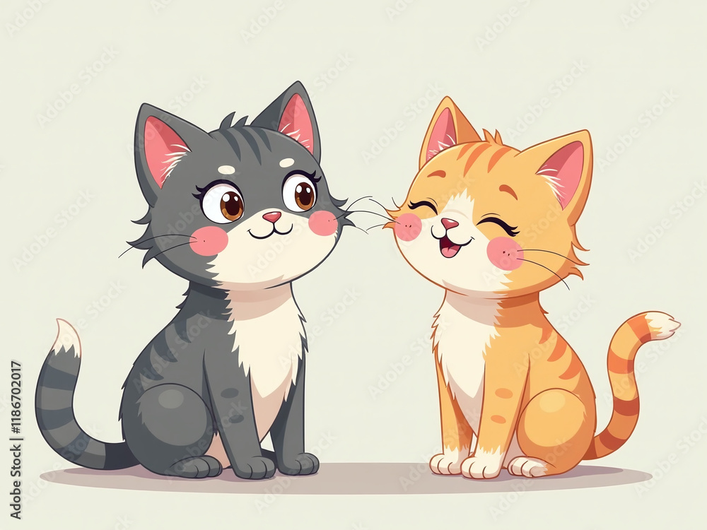 Poster Cute Cartoon Cat Illustrations Created Using Generative Artificial Intelligence Technology With Humor Incorporated Into Its Design Features. 00001