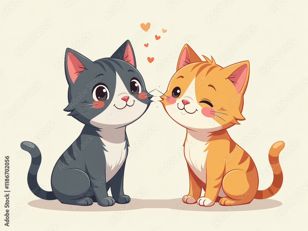 Poster Cute Cartoon Cat Illustrations Created Using Generative Artificial Intelligence Technology With Humor Incorporated Into Its Design Features. 00002
