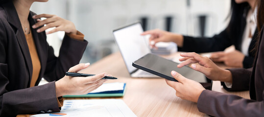 Business woman  meeting working and brainstorming on new business project finance investment concept.