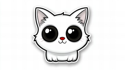 Obraz premium Adorable cartoon kitten with big eyes. Perfect for kids' projects!