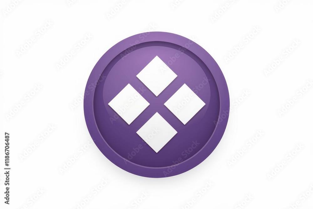 Aufkleber purple circle with four white diamond shapes intersecting in the center.