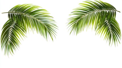 Tropical palm fronds isolated on white, ideal for design