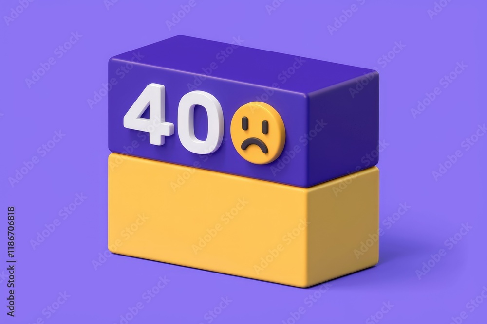 Aufkleber 3D render of a 400 error code with a sad emoji, indicating a website or application problem.