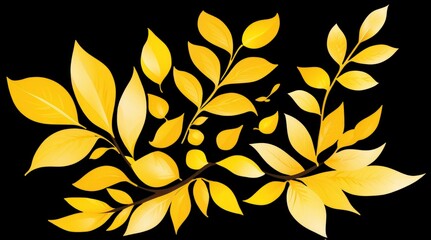 Fototapeta premium High Detailed Vibrant Botanical Elements with Yellow Leaves and Floral Design Features
