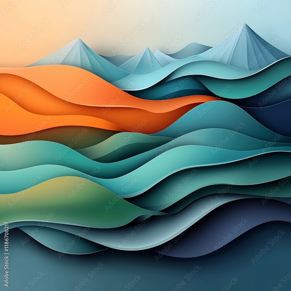 Poster mesmerizing prismatic landscape vibrant digital showcasing an abstract background with undulating pr