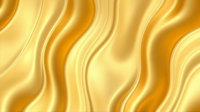 An elegant abstract wallpaper featuring silky golden waves flowing gracefully, creating a luxurious and dynamic texture. The golden tones bring a sense of sophistication and warmth