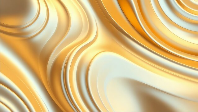 An elegant abstract wallpaper featuring silky golden waves flowing gracefully, creating a luxurious and dynamic texture. The golden tones bring a sense of sophistication and warmth