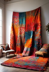 stunning vibrant textile patterns bathed natural light showcasing colorful designs detailed textures artistic inspiration, artwork, textiles, aesthetics
