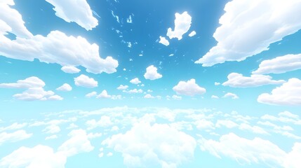 Soft White Clouds in a Calm Blue Sky for Peaceful Serenity