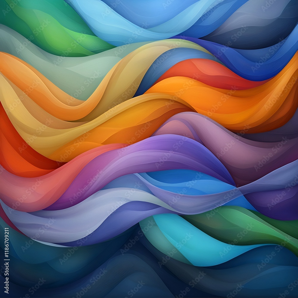 Poster captivating kaleidoscopic iridescent abstract shapes and colors composition vibrant undulating prism
