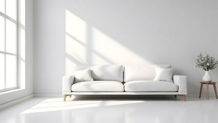 Modern White Sofa Minimalist Living Room Sunlight Design