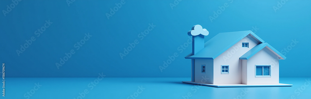 Poster concept for a smart house graphic featuring a modern blue background with clean lines and minimal de